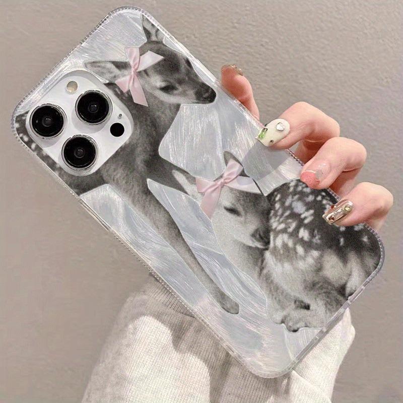 Bows and deer-pattern phone case, suitable for iPhone 17, 16, 15, Plus, Pro, Max series phones - suitable for use as a gift