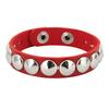 Punk Round Dome Rivet PU Leather Bracelet, Adjustable Stainless Steel Snap Wrist Cuff Unisex Gothic Rock Wristband