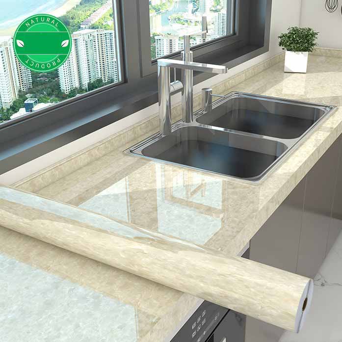 Self-adhesive Marble-pattern Oil-proof Kitchen Countertop Film Heat-resistant Renovation Moisture-proof Wall Sticker