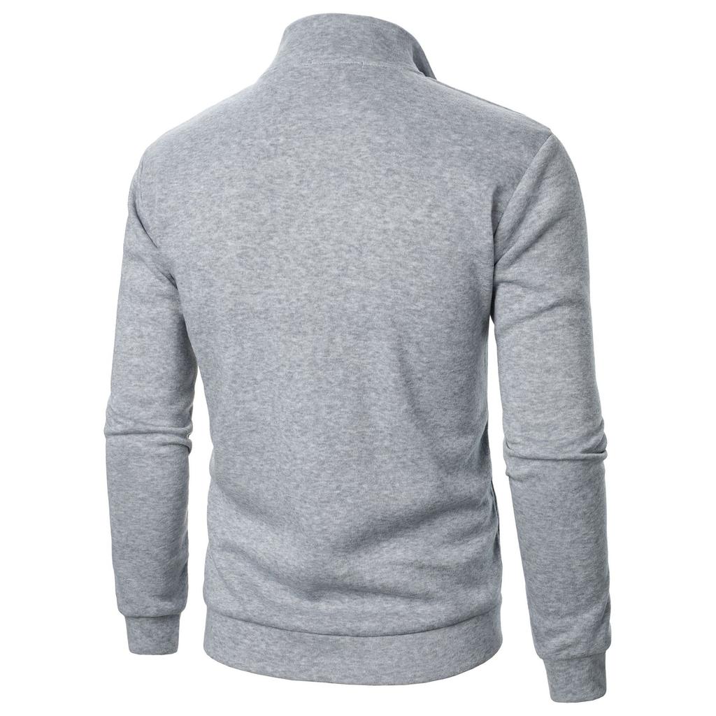 Men's Stand Up Collar Casual Hoodie Men's Solid Color Fashionable Men's Pullover Hoodie