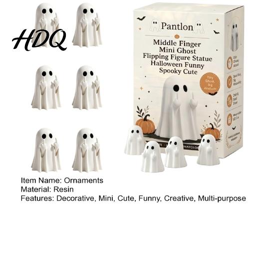 Micro Landscape Accessories Mini Ghost Flipping Middle Finger Figurines for Halloween Decorations Miniature Resin Holiday Tabletop Scenery