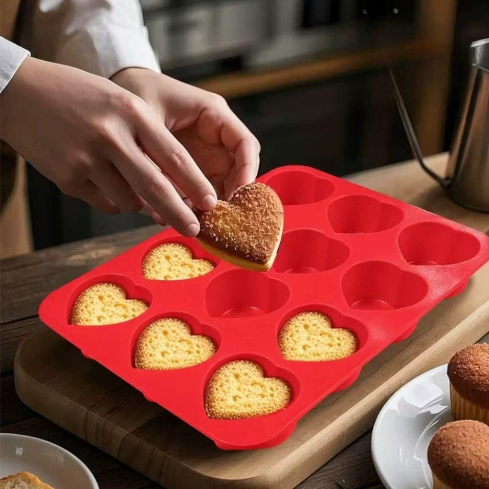 12-Cavity Heart-Shaped Mousse Cake Mold Food Grade Silicone French Pastry Mold  Dessert Making