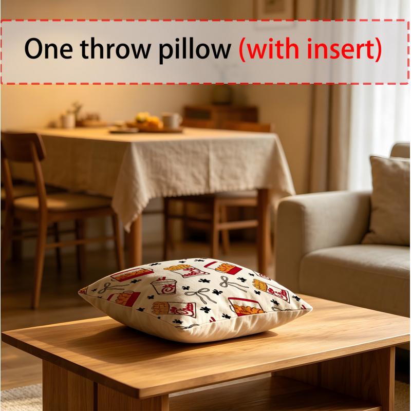 Fried Chicken Print Throw Pillow, 18.18Inch Cute Fast Food Cushion, Soft Polyester For Sofa/Bed/Car, Perfect Gift For Food Fans