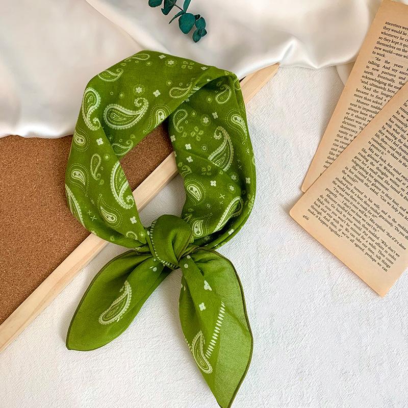 Cotton square scarf, silk scarf, high-end new small shawl, neck protector, small scarf, multi-purpose floral headscarf, headband, hair tie