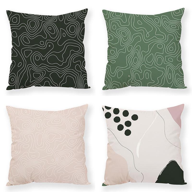 Ins Abstract Modern Simple Plush Pillowcase Line Decoration Pillow Car Office Waist Rest