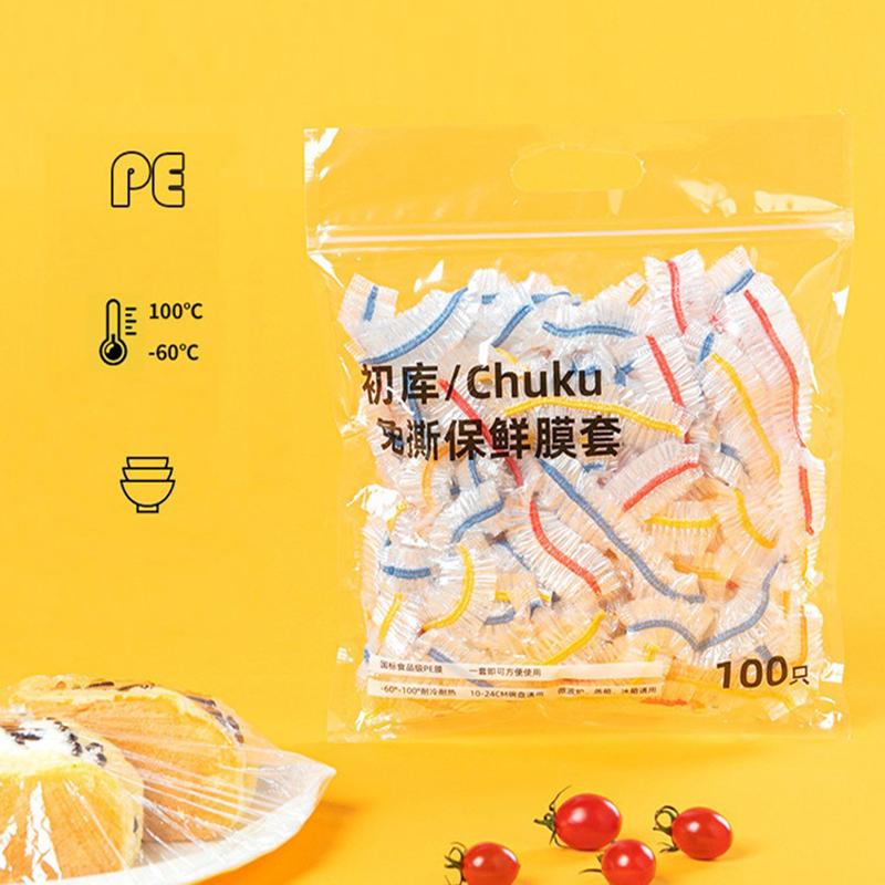 100 ks Jednorázový kryt na skladování potravin Opakovaně použitelný Elastický Kryty na čerstvé potraviny Strečová fólie Mísa Nádobí Kryt na potraviny Sáčky na uchování čerstvosti Sprchová čepice