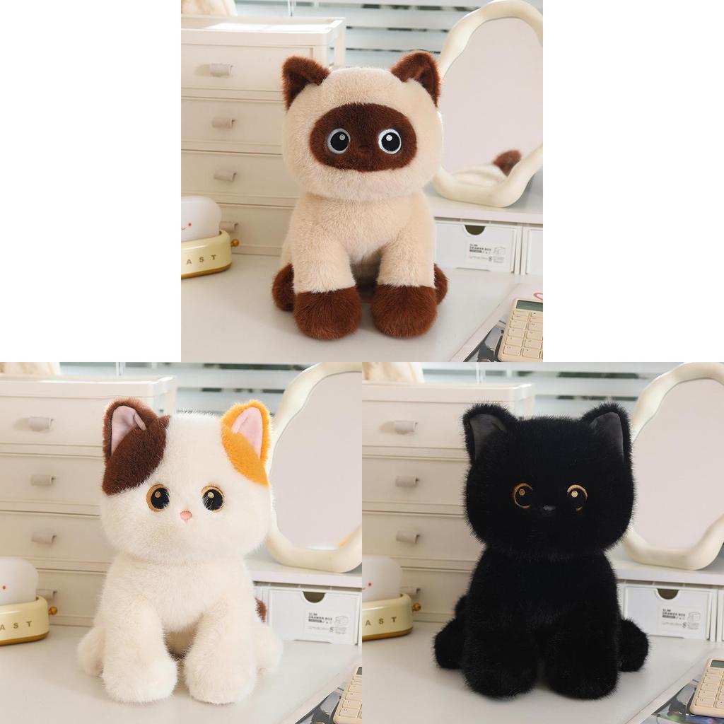Plush Siamese Cat Toy With Pp Cotton Filling For Kids And Adults