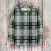 Women's Fashionable Casual Long-sleeved Checkered Printed Round-neck Sweater Knitted Top