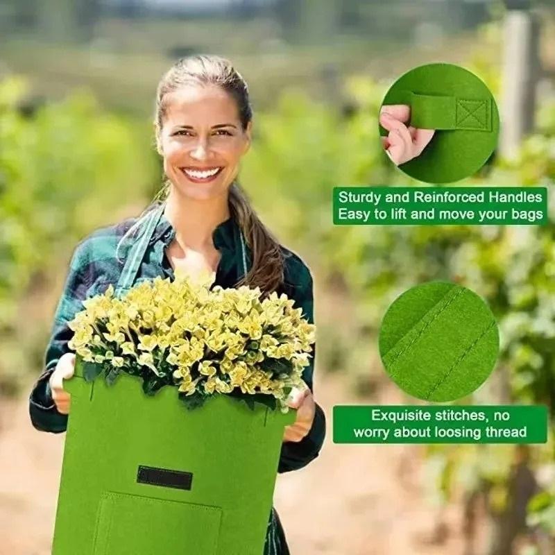 3Styles Felt Plant Grow Bags Nonwoven Fabric Garden Potato Pot Greenhouse Vegetable Growing Bags Moisturizing Vertical Tools