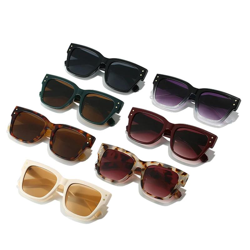  Vintage Rivets Square Men Sunglasses Fashion Amber Gradient Shades UV400 Women Outdoor Sun Glasses