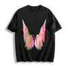 Watercolor Gradient Angel Wings Print Casual Loose Top Pure Cotton T-shirt