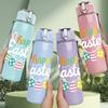 1PC Happy Easter Egg Letter Art 750ml Color Plastic Sports Water Bottle Leakproof Flip Straw Lid Suitable for Sports Office Home Use