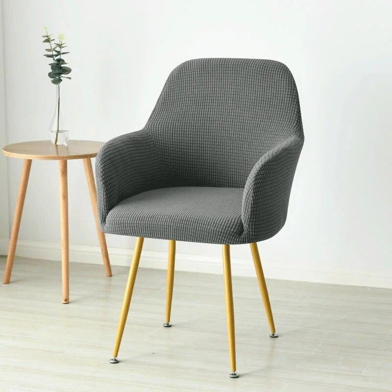 1Pc Solid Color Polar Fleece Dining Chair Covers Elastic High Arm Armchair Cover Removable Stretch Office Seat Slipcover Home