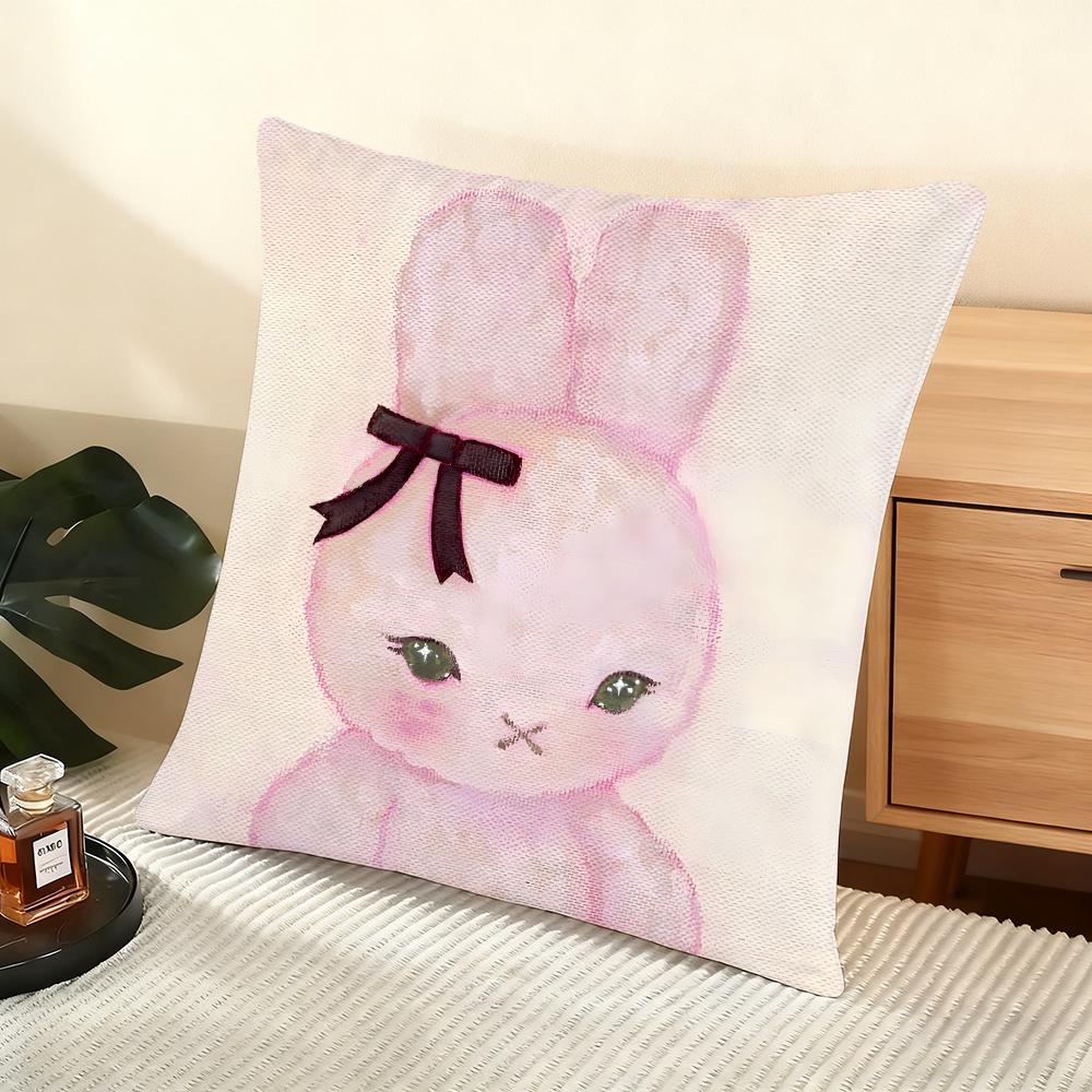 Cute Oil-Painted Small Animals Cushion Cover Silky Short Plush Home Sofa Cushion Cover - Invisible Zipper Home Decoration
