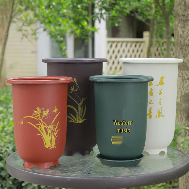 Chinese Style Resin Orchid Flower Pot