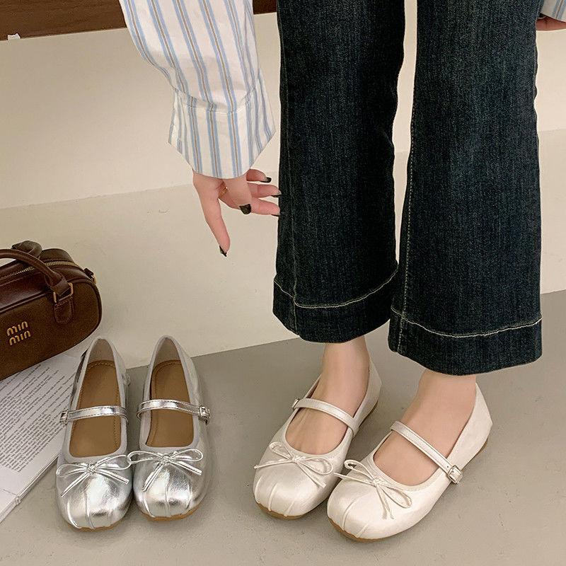 French silver light mouth single shoes women's 2025 new super spring and summer gentle evening wind ballet shoes soft-soled beans