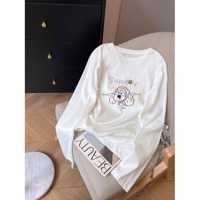 Women s Loose-Fit Printed Long Sleeve Cotton Top M