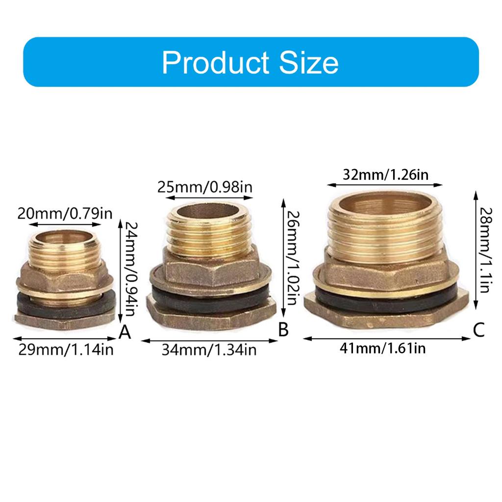 Universal Brass Threaded Fitting For Bucket Tanks Rainwater Barrels Rustproof Water Tap Connector