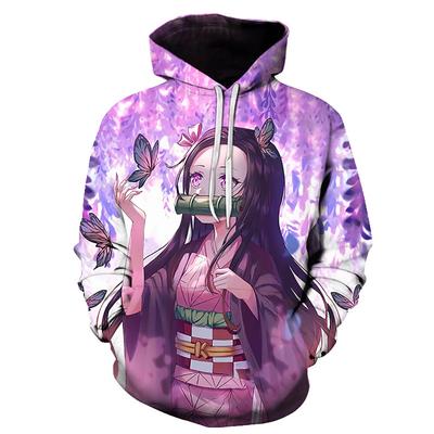 Anime Demon Slayer-Serie 3D-Druck Herren Frühlingsstil Kapuzenpullover Langarm Mode Lässige Baumwollpullover Kleidung