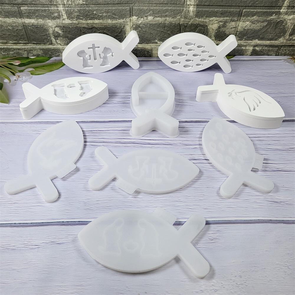 Fish Projection Light Ornament Cement Plaster Drip Mold DIY Silicone Mold Home Decoration