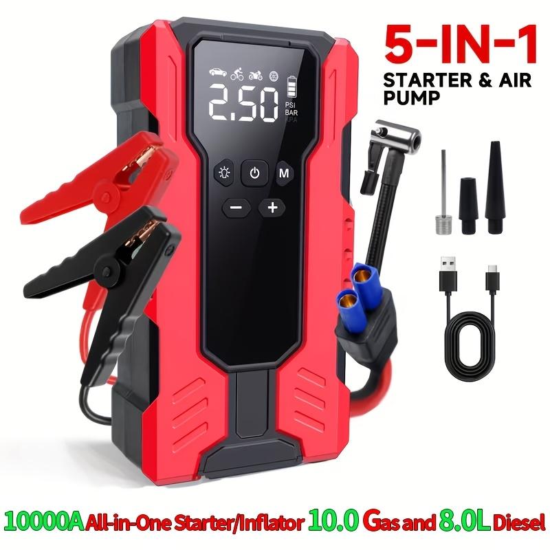 

10000A Multi-Function Emergency Jump Starter with Air Pump 150PSL Portable Car Battery Booster, Digital Tire Inflator Portable Vehicle Battery Charger Red-10000A (Upgraded Inflatable Function)