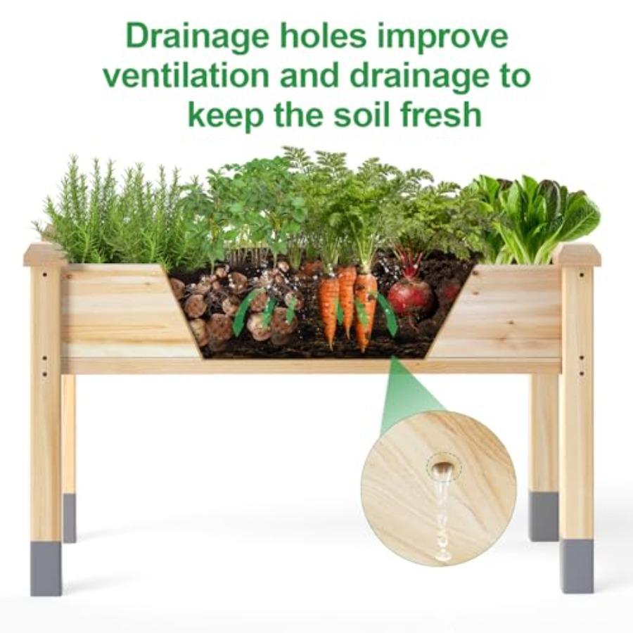 331 lb Ccity Wooden Raised Garden Bed with Legs 48x24x31 in Elevated Reinforced Large Planter Box for Vegetable Flower Herb Out