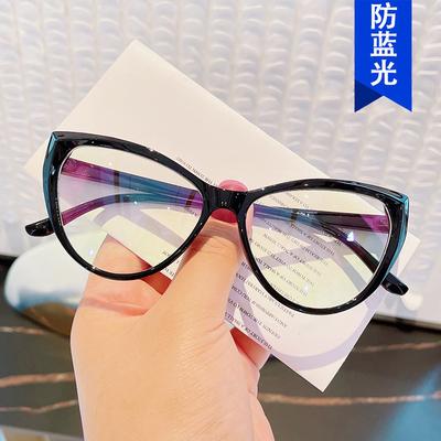 Montura de gafas lisas retro ojo de gato con luz anti-azul 2021 gafas planas con la misma montura de gafas de moda