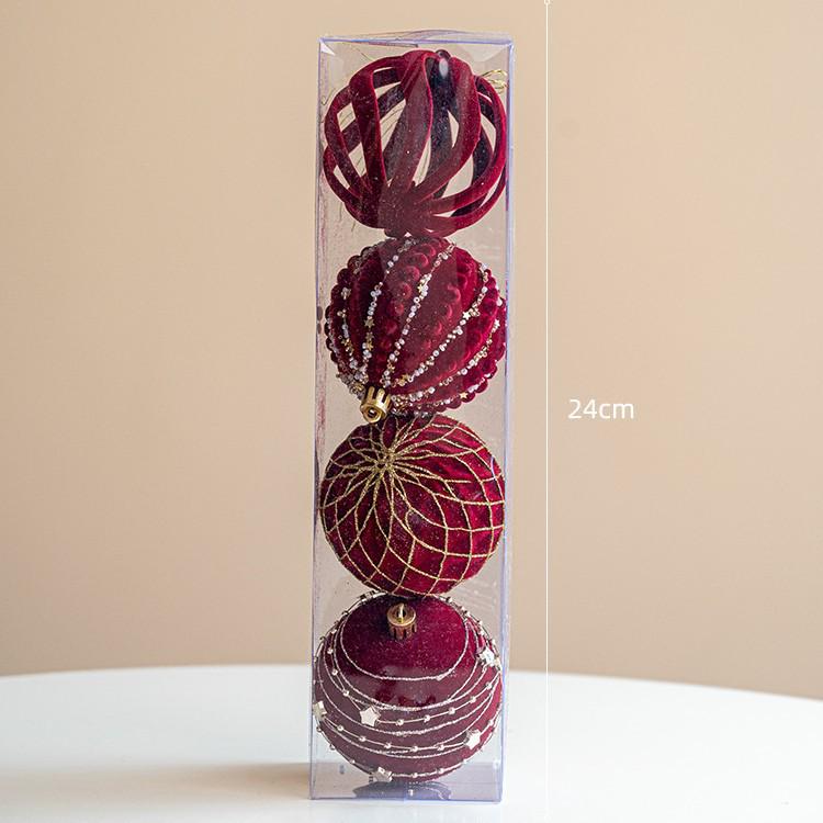 8CM Red Christmas Tree Ornament Ball with Print Design