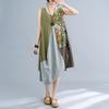 Women's Art Style Splicing Halter Vest Dress In The Long Irregular Swing Dress