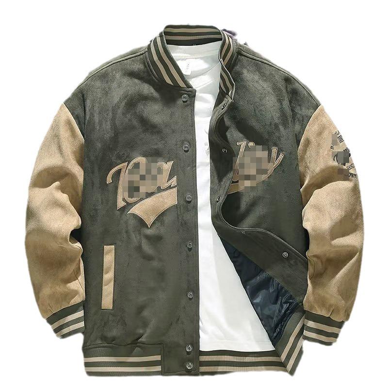 Men's Suede Embroidered Retro Baseball Jacket - Autumn & Winter Pilot Style