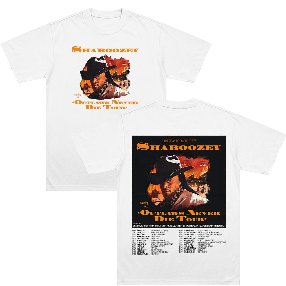 Shaboozey Outlaws Never Die Tour T-Shirts Rundhals Kurzarm Oberteile Baumwoll-T-Shirt Mode Unisex Freizeit Oberteile