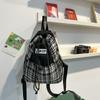 Woolen Plaid Drawstring Shoulder Bag Trendy Student Schoolbag Simple Personalized Backpack