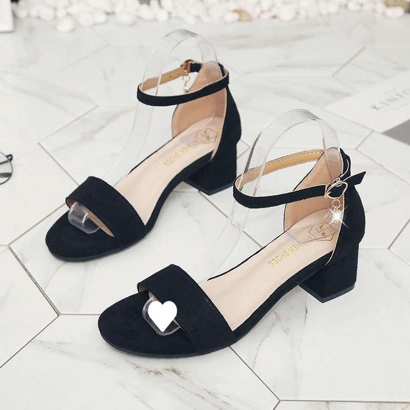 Sandals Women's Summer 2025 New Trendy Fashion Versatile Word with Fairy Style Open Toe Thick Heel Medium Heel Low Heel Sandals