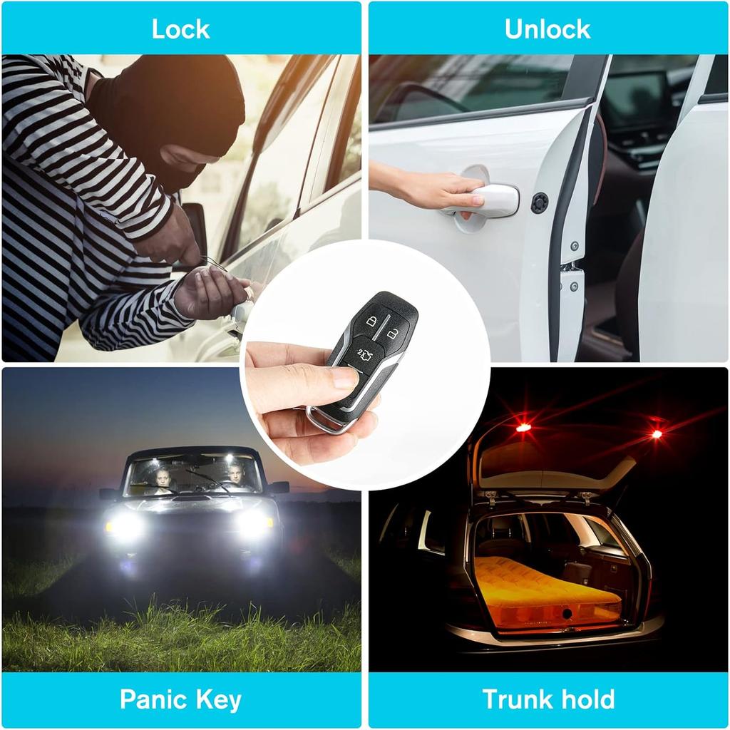 Key Fob Cover Replacement 4 Buttons Key Fob Shell Case M3N-A2C31243300 164-R7989 For Ford Explorer 2016-2017, For Ford Edge / Fusion Titanium /