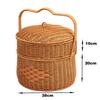 Oval Double-Layer Picnic Basket PP Wicker-Style Storage Tote Fruits Vegetables Outdoor Camping