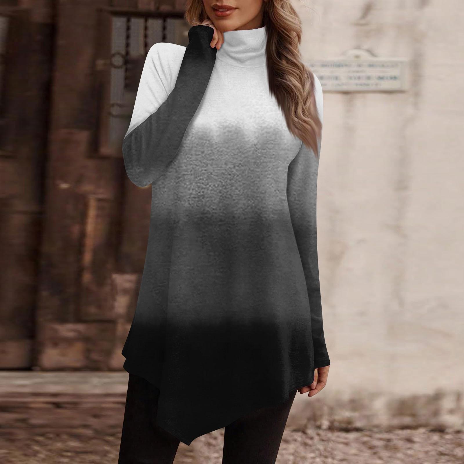 

Женские повседневные топы с длинным рукавом, водолазка, модная рубашка с принтом, топы, футболка, пуловер XXL