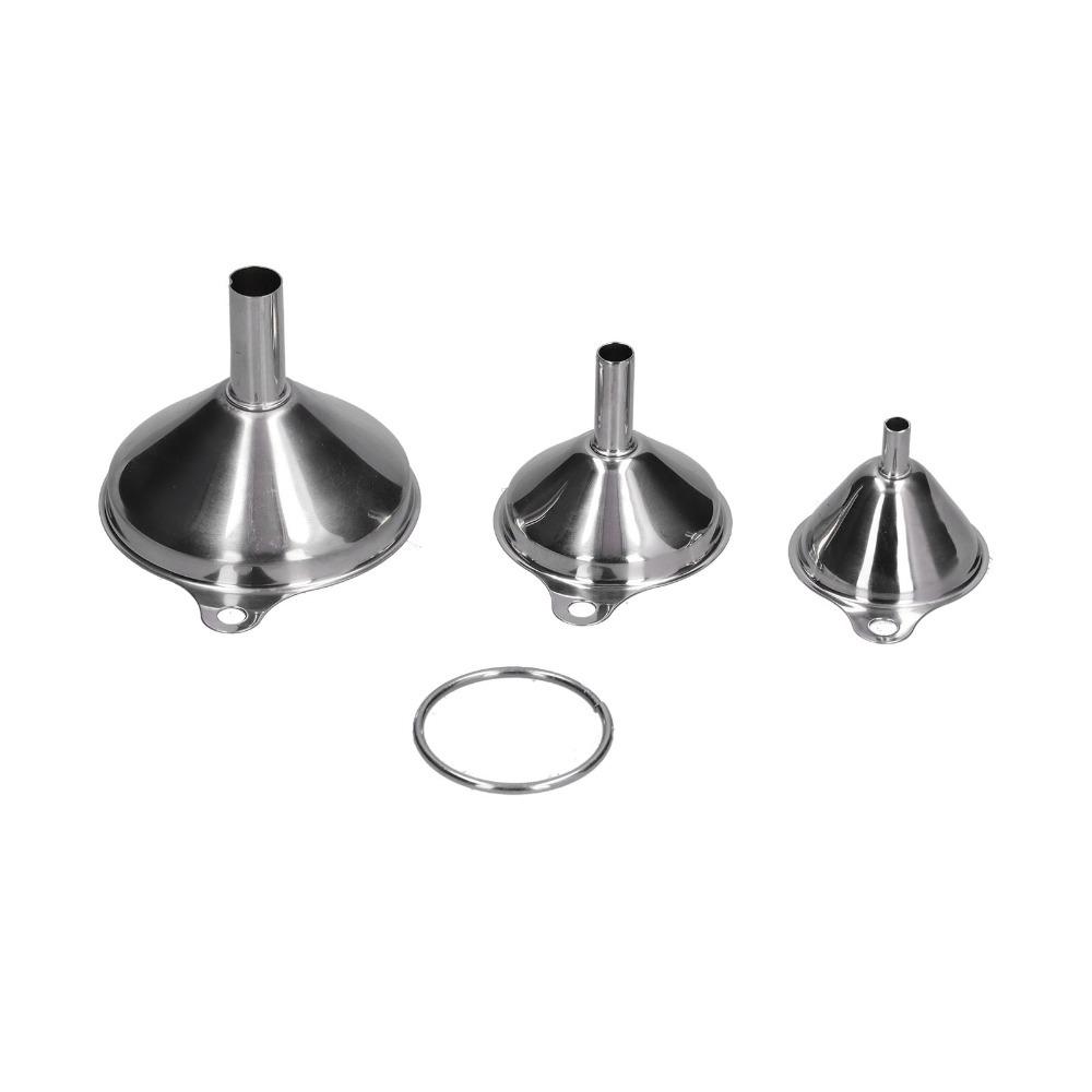 

3PCS Stainless Steel Kitchen Funnel Set Food Grade High Heat Resistance Filling Bottles Funnel Heavy Duty Silver светло-серый