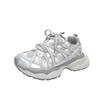 Thick-soled mesh lace-up dad shoes for women in the autumn of 2025, new fashionable and versatile casual and lightweight breathable little white shoes