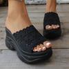 Cut-out Wedge Heel Slippers Women's Summer 2025 New Platform Size Pancake Open-toe Sandals