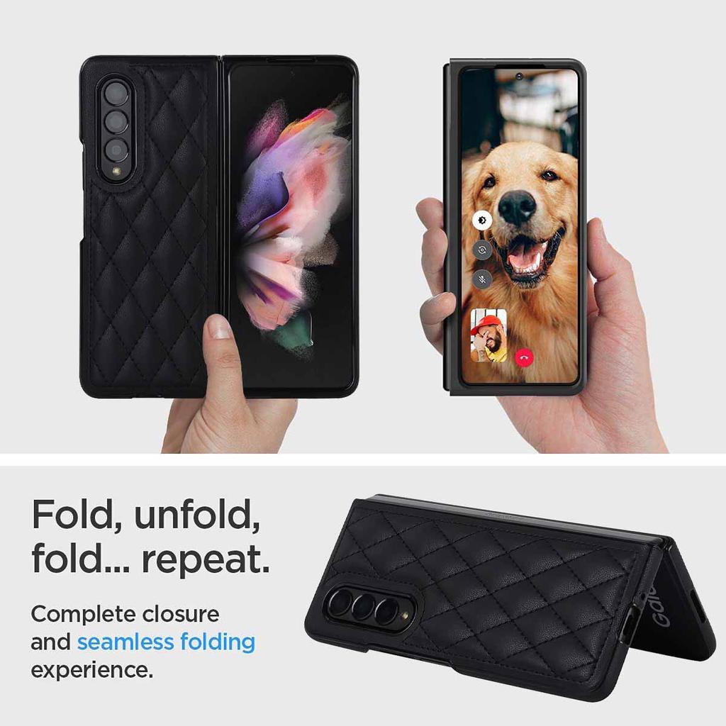 Fold7 Luxus Klapphandy Hülle für Samsung Galaxy Z Fold 7 6 5 4 3 5G Diamant Gitter Muster Leder Anti-Fall Schutz Hülle