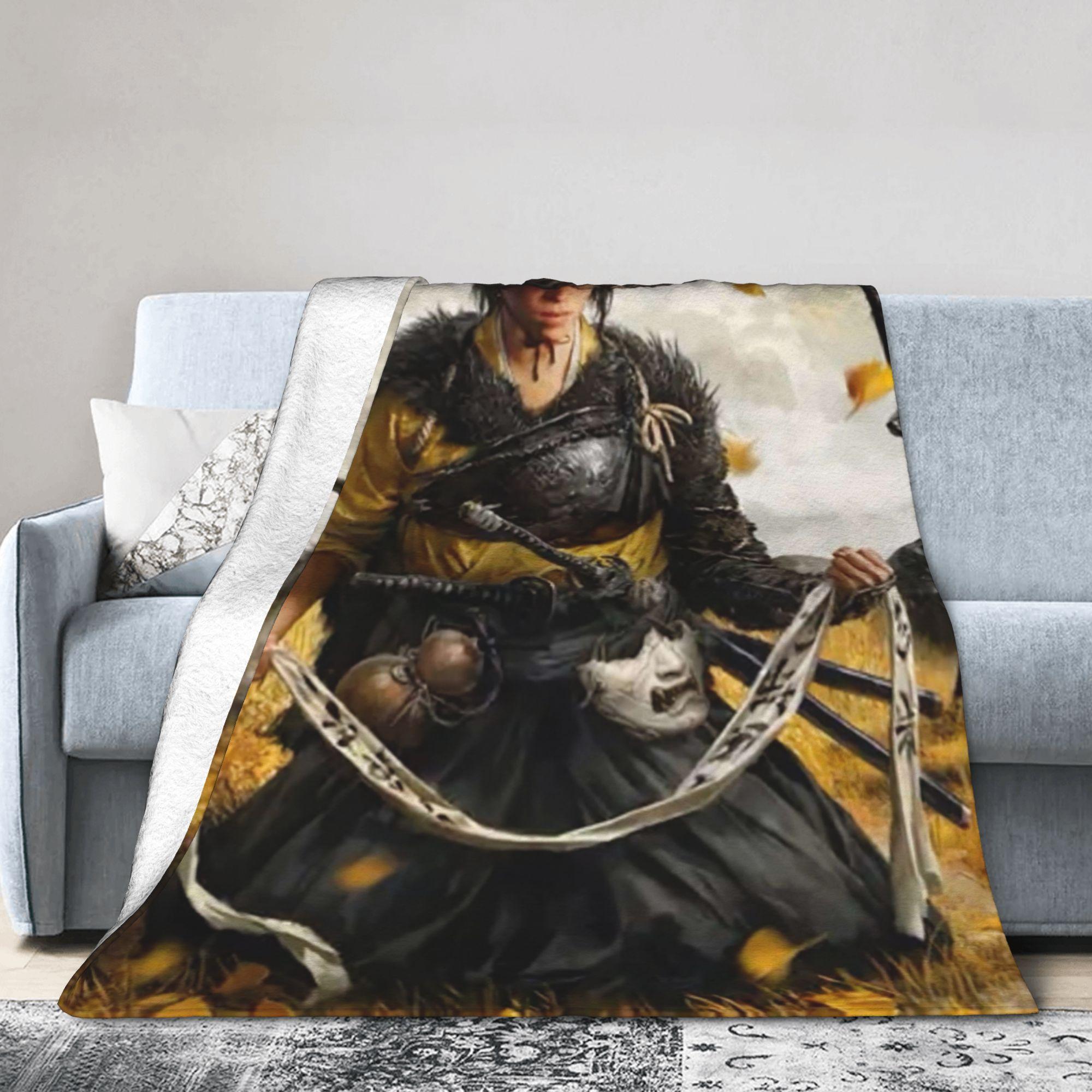 

Ghost of Yotei 2025 Game Blanket Warm Soft Print Plush Throw Blanket For Students Home Decor Flannel Bedspread Bed Cover 30x40in