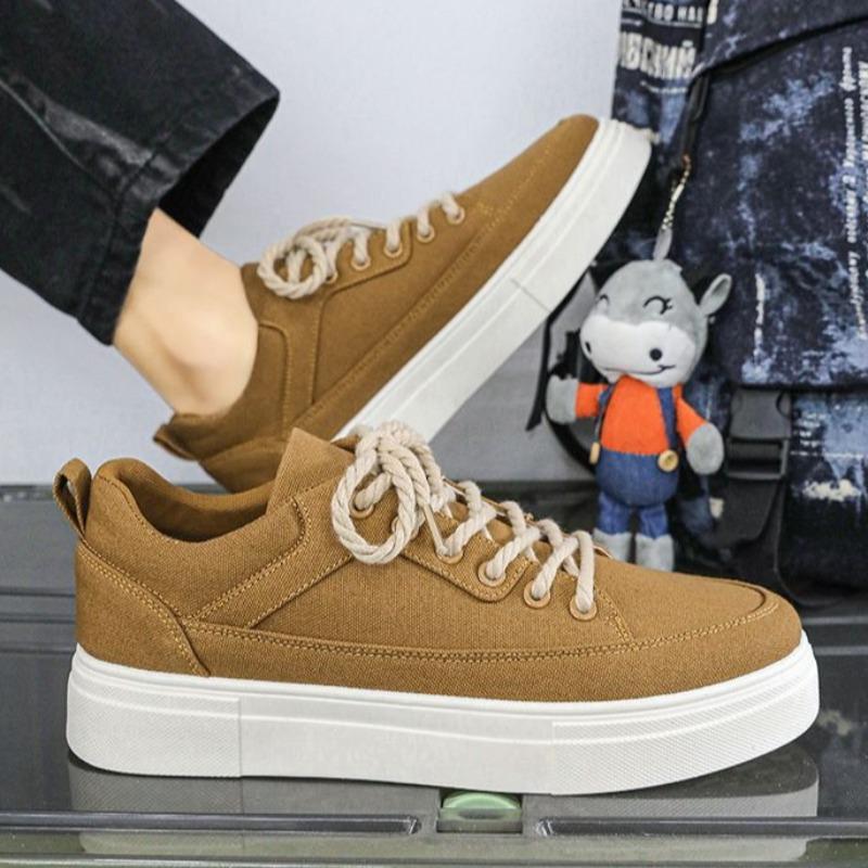 Fashion Youth Men's Student Board Shoes 2025 New Solid Comfortable Flats Casual Shoes Lace-up Round-toe Sneakers Tenis Masculino
