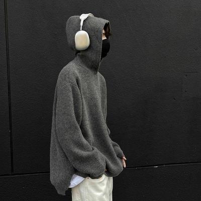Cardigan a Maglia con Cappuccio Retro da Uomo - Stile Tendenza Coreana Unisex Autunno/Inverno