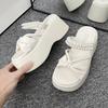 Fashion 8CM Heels Wedge Slides Sandals Women Casual Outdoor Slippers Female Summer Non Slip Beach Slippers Walking Chunky Shoes Woman