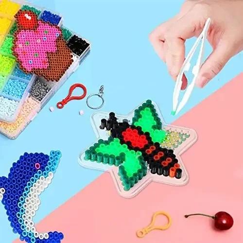 15 Pieces Fuse Beads Boards 5mm Clear Plastic Pegboards with Colorful Cards Kids Craft DIY Toys Perler Hama Beads Pixel Puzzle