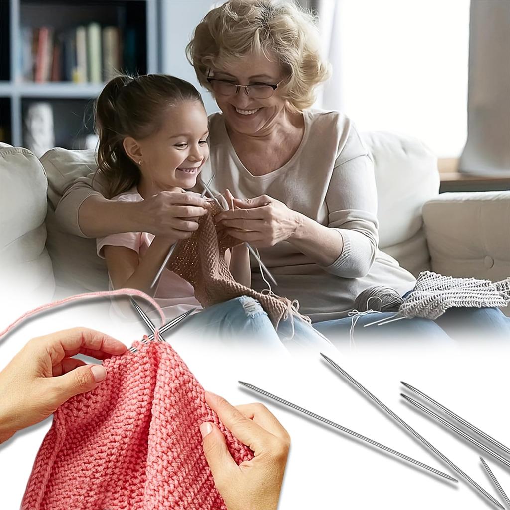 Knitting Needles 11 Stainless Knitting Knitting Needles for Hand Knitting Craft 55-Piece Set, 20cm, Sizes, Steel, Needles, Knitting, Yarn, Sweaters,