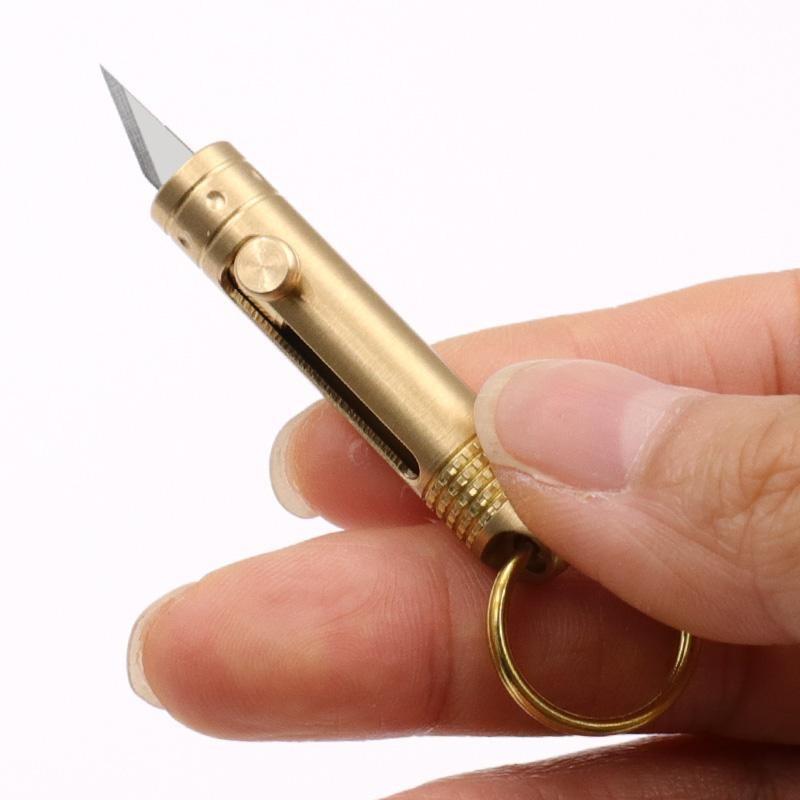 Brass Knife Keychain Pendant Outdoor Carry-on Disassembly Express Utility Knife Office Stationery Cutting Supplies