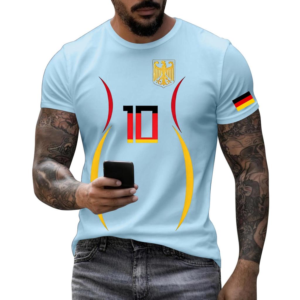 Men's Short Sleeve Crew Neck T-Shirt with National Emblem Number Print Slim Fit Casual Tee for Outdoor and Daily Wear