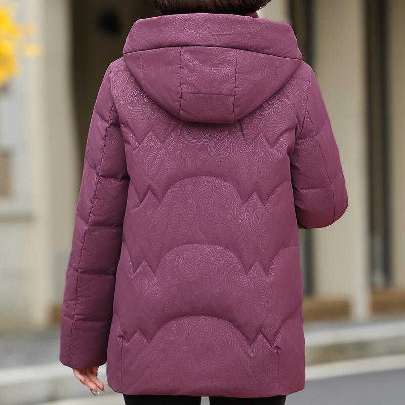 Middle Age Women Winter Short Down Coats Vintage Plus Size Parkas Hooded Elegant Thick Warm Down Jackets Woman Outerwears