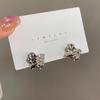 S925 Silver Geometric Pleated Stud Earrings - Trendy Cold Style